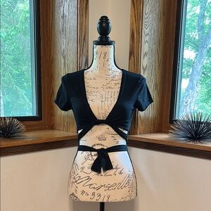 Adika Black Crop Wrap Top Size Small